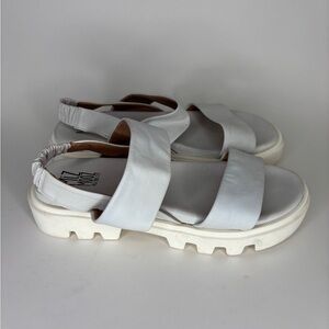 Miz Mooz Sandals Sling Back Women Size 40 US 9 Gray Leather Chunky Sole